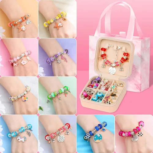 Miniatura 3 de Thrilez Kit de fabricación de joyas de 177 piezas, kit de fabricación de pulseras con dijes, regalos de manualidades y manualidades con caja