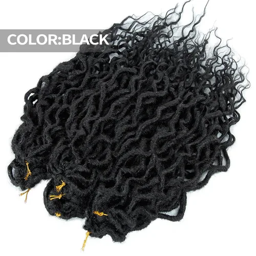 Miniatura 7 de Rastas sintéticas de ganchillo trenzadas, trenzas bohemias de 24 pulgadas, rastas sintéticas ombré, cabello trenzado afro rastas 1B