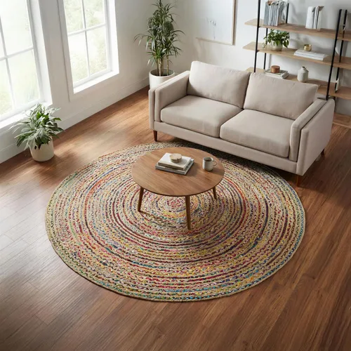 Miniatura 20 de RedEarth · Alfombra rectangular - 2'x3' de yute natural trenzada con respaldo antideslizante - Alfombra boho tejida a mano para dormitorio, cocina