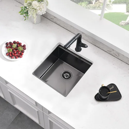 Miniatura 2 de Fregadero de Barra Negro Bajo Montaje, Fregadero de Cocina de 12 x 15 Pulgadas de Acero Inoxidable Negro Bajo Montaje, Cuenca Pequeña de Barra