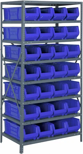 Miniatura 270 de Quantum QSBU-245BK Heavy Duty Shelving Unit with (7) Shelves and (24) QUS245 Black Bins for Garage Warehouse Storage Distribution 400 lb Load