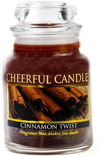 A Cheerful Giver - Vela en tarro de vidrio perfumada con diseño de canela (6 onzas) con tapa y fragancia fiel a la vida, fabricada en Estados Unidos