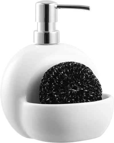 Miniatura 7 de RQYIXI Dispensador de jabón de cerámica de mariquita de 17 onzas con bomba de ABS, dispensador de jabón líquido recargable para loción, gel de baño