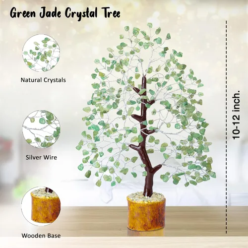 Miniatura 5 de Cristales de Jade Verde Árbol de la Vida Decoración para Estante Cristales Curativos Regalo Espiritual Verde Salvia Decoración de Oficina y Jade