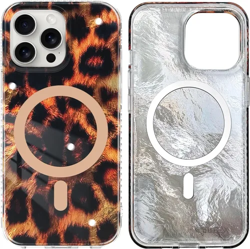 Miniatura 36 de SAKUULO Funda magnética para iPhone 11 Pro Max [Compatible con MagSafe] Patrón de Estampado de Leopardo Gris Claro Funda de Carga Inalámbrica