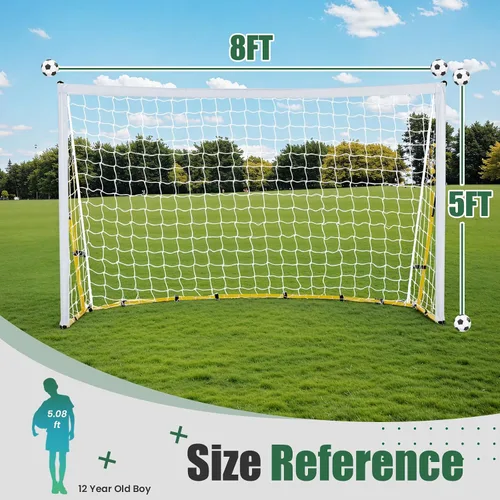 Miniatura 2 de Portería de fútbol de 8 x 5 pies para patio trasero, portería de fútbol portátil con bolsa de transporte, estacas en forma de U y cuerdas elásticas