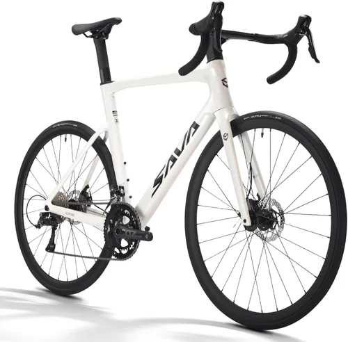 SAVADECK Bicicleta de carretera con disco de carbono, diseño integrado, marco de carbono, horquilla de carbono con sistema de desviador Shimano SORA