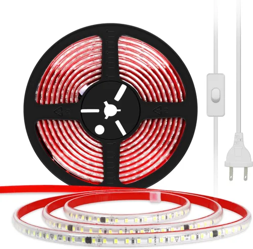 Miniatura 7 de Tira de luces LED AC 110V 2 metros blanco cálido 3000K SMD 2835 cinta LED cortable 6.56 pies adhesiva IP67 impermeable 120 voltios 2M