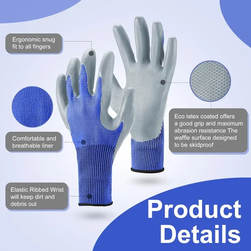 Miniatura 3 de Jexine 50 pares de guantes de trabajo de jardinería a granel para hombres y mujeres, guantes de trabajo al aire libre con revestimiento de goma