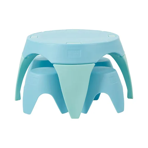 Miniatura 12 de ECR4Kids Ayana - Juego de mesa y taburete, mesa y sillas para niños al aire libre, azul cian/aguamarina, 5 piezas cian/aqua