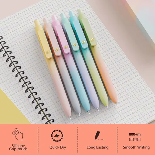Miniatura 4 de MIUTME Bolígrafos de gel, bolígrafos de tinta negra de secado rápido de 0.020 in, bolígrafos de escritura suave de punta fina, bonitos suministros