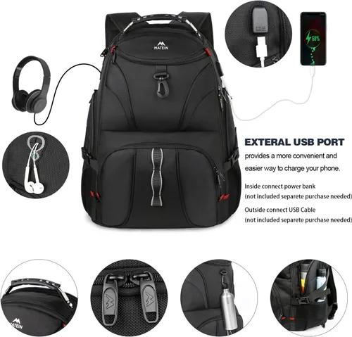 Miniatura 3 de MATEIN Mochila para hombre, mochila extra grande para laptop con puerto USB, mochilas de viaje para mujeres, bolsa antirrobo para computadora