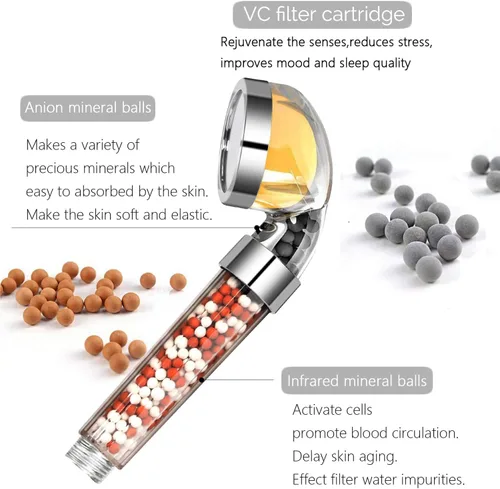 Miniatura 2 de Cabezal de ducha con vitamina C de mano, suavizante de agua dura, cabezal de ducha de alta presión con filtro, cabezal de ducha de mano con manguera