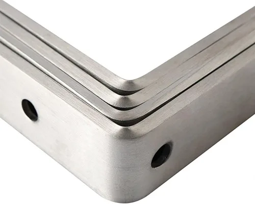 Miniatura 5 de Deezio Soporte de esquina de acero inoxidable resistente, soporte de ángulo para juntas, níquel cepillado, paquete de 4 (3.937 x 3.937 x 0.118 in)