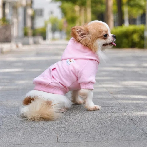 Miniatura 6 de LOPHIPETS Sudaderas con Capucha de Algodón para Perros para Perros Pequeños Chihuahua Ropa para Cachorros Abrigo para Clima Frío-Rosa/S Rosado