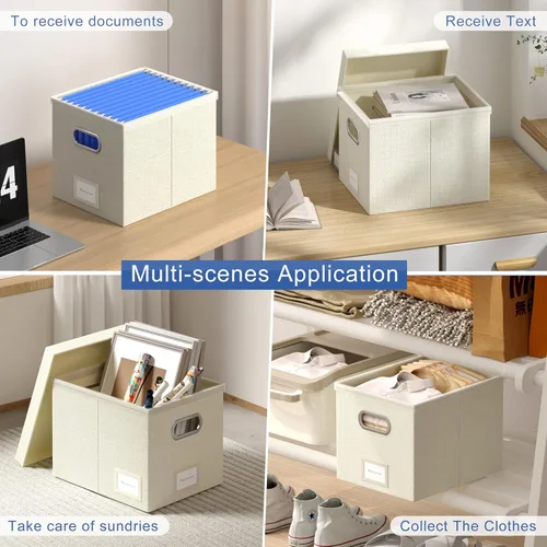 Miniatura 2 de Caja organizadora de archivos - Cajas de archivos para colgar archivos con tapa, juego de 3 carpetas decorativas colgantes organizadoras con rieles