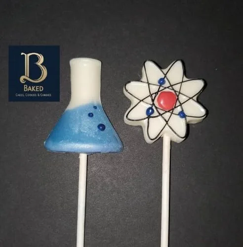Miniatura 2 de Molde de piruleta de caramelo de chocolate con experimento científico Big Bang de Beaker Atom