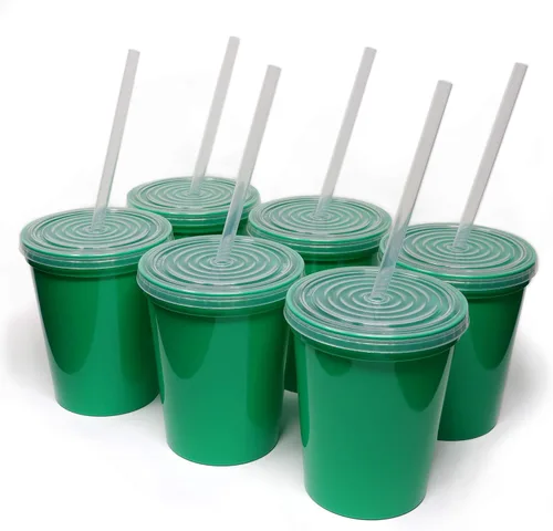 Miniatura 17 de Rolling Sands Vasos de plástico reutilizables para estadios con tapas, paquete de 6, vasos y tapas fabricados en Estados Unidos, incluye 6 popotes