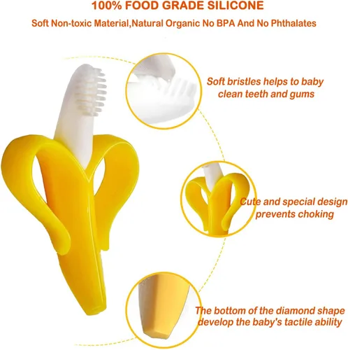 Miniatura 2 de Mordedor de plátano, alivio calmante del dolor, cepillo de dientes de silicona suave para entrenar al bebé, juguetes de dentición para bebés, niños