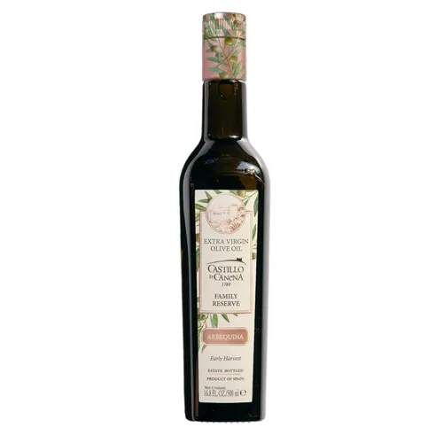 Aceite de Oliva Extra Virgen Castillo de Canena (16.8 fl. oz.) Arbequina Prensado en Frío Pureza | Perfil de Sabor Rico y Audaz | Pan, Sopa, Pasta,