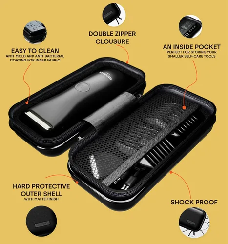 Miniatura 3 de MERIDIAN Recortadora de ingle rígida para hombres y mujeres, recortadoras y accesorios de almacenamiento de viaje rígido, negro ónix Ónice
