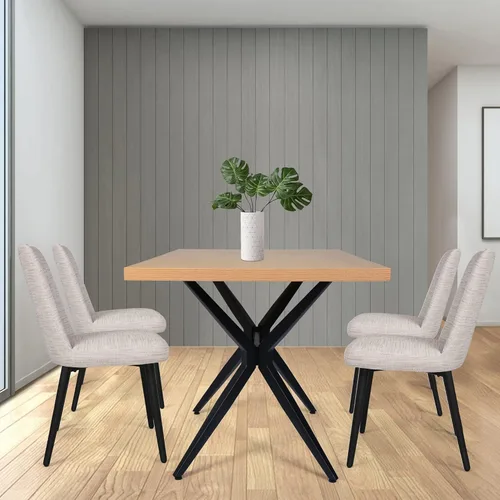 Miniatura 8 de Mesa de comedor de 48 x 30 pulgadas para 4-6 personas, mesa de cocina de madera con mesa de 1.5 pulgadas de grosor y patas de metal sólido, mesa