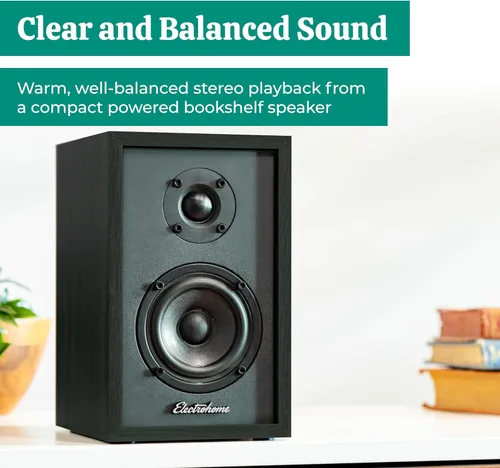 Miniatura 2 de Electrohome Berkeley - Altavoces estéreo 2.0 con amplificador integrado y controladores de 3 pulgadas para tocadiscos, TV, PC y transmisión de Negro