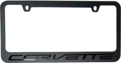 Miniatura 5 de Marco de placa de matrícula C7 Corvette Stealth - Negro con escritura Corvette negra
