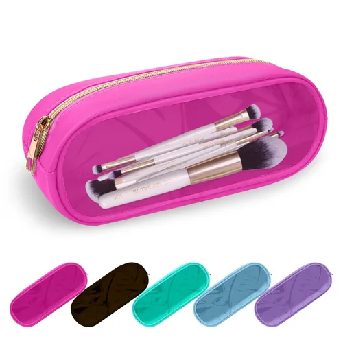 Miniatura 33 de Estuche pequeño para lápices y maquillaje para bolso, lindo estuche de lápices, bolsa de pinceles de maquillaje de nylon con cremallera, estuche