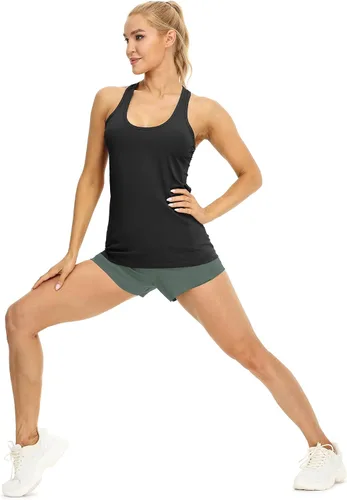 Miniatura 6 de Icyzone Camiseta deportiva con espalda cruzada, sin mangas, para mujer, paquete de 3