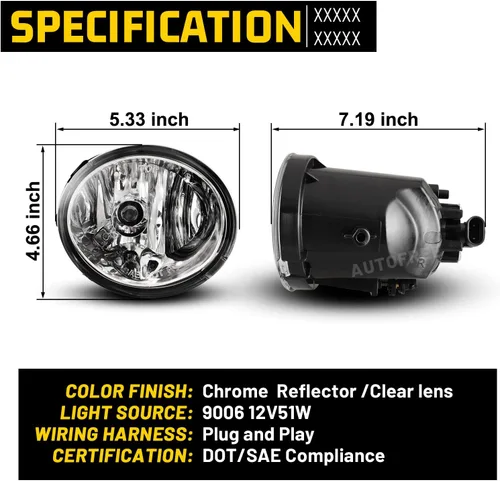 Miniatura 8 de Faros antiniebla compatibles con Toyota Tundra 2000-2006 Sequoia 2001-2007 con bombillas 9006 12V 51W Lámparas de conducción de repuesto incluido