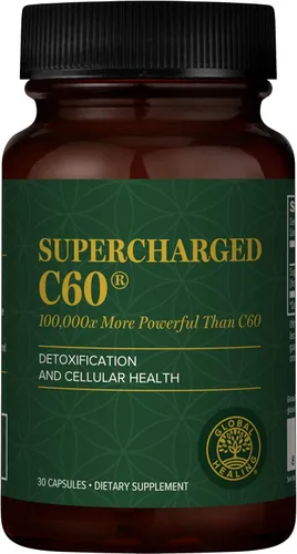 Global Healing Center Supercharged C60 - Fullereno de Carbono Microactivado con Polvo MCT Orgánico, 10 Veces Más Potente que los Suplementos C60