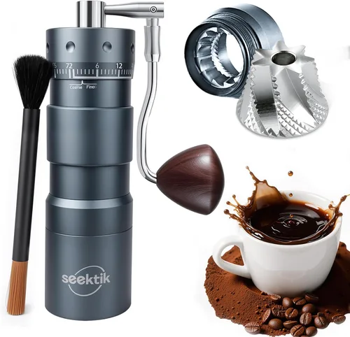 Miniatura 10 de Molinillo de café manual con ajuste numérico externo ajustable, rebabas cónicas de acero inoxidable, manivela manual para café frío, expreso, prensa