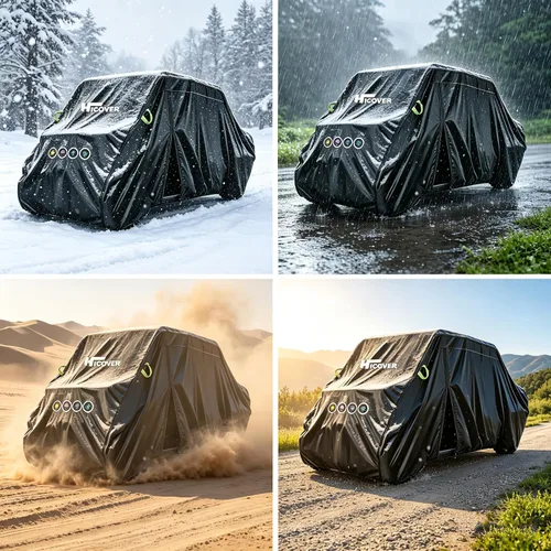 Miniatura 7 de Funda Oxford UTV 600D resistente, protección para todo tipo de clima, con rejillas de ventilación y tiras reflectantes para Polaris Ranger 570 500