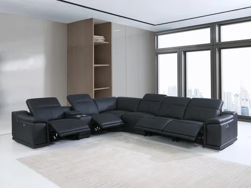 Miniatura 17 de BlackJack Furniture Venice - Juego de sofá reclinable seccional de cuero italiano de grano superior de 12 piezas con 4 reclinables eléctricos