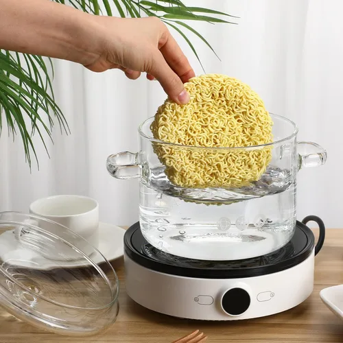 Miniatura 5 de Olla a fuego lento para estufa, popurrí de vidrio con tapa para estufa, 64.2 fl oz 66 oz cacerola de cocina transparente para el hogar, cuencos