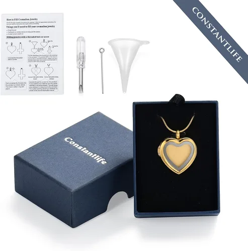 Miniatura 62 de constantlife Joyería de cremación para cenizas – Colgante de corazón conmemorativo collar de urna conmemorativa soporte para cenizas de acero