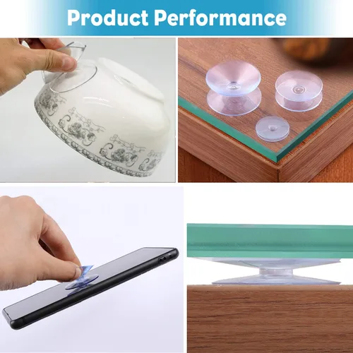 Miniatura 5 de Pawfly Paquete de 20 ventosas de doble cara de 0.8 pulgadas de PVC transparente de plástico para espejo de mesa de vidrio