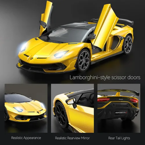 Miniatura 6 de AEROQUEST Lamborghini - Auto a control remoto, con licencia oficial 1:14 Lambo RC para niños y niñas, regalo de cumpleaños, juguetes amarillos