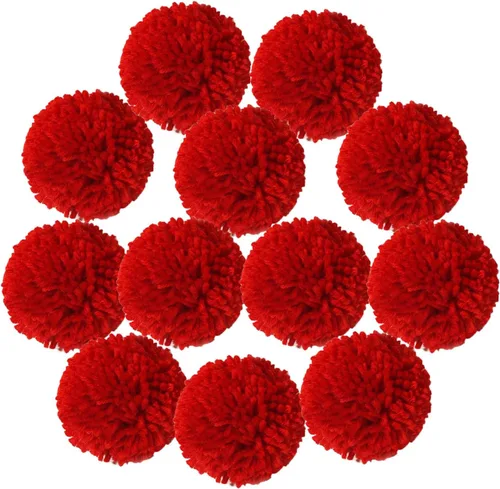 Miniatura 10 de Paquete de 12 pompones de hilo para sombreros 8CM-3PULADAS Suministros de fiesta Arte y manualidades hechas a mano Accesorios decorativos (Negro)