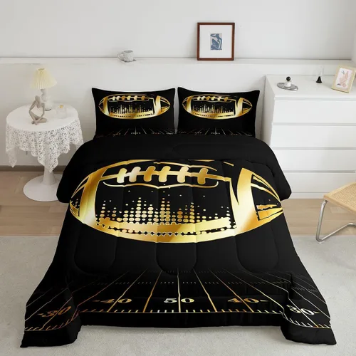 Miniatura 23 de Erosebridal Juego de ropa de cama de baloncesto tamaño individual para niños, juego de edredón deportivo para cancha de baloncesto, edredón marrón