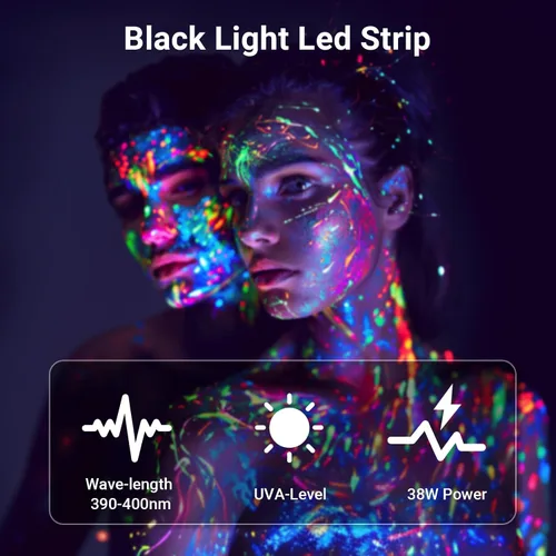 Miniatura 5 de Barra de Luz Negra LED de 38W Barras de Luz Negra con Enchufe e Interruptor Ilumina Área de 22x22 pies para Fiesta Fluorescente Fiestas de Halloween