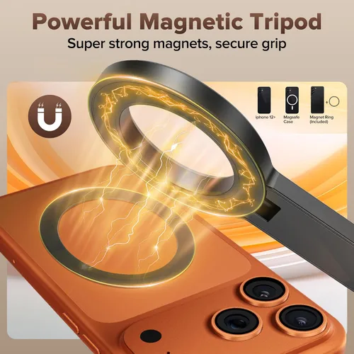 Miniatura 4 de Trípode magnético para selfie de 64 pulgadas, soporte de trípode de apertura automática con soporte giratorio de 360° para teléfono de viaje