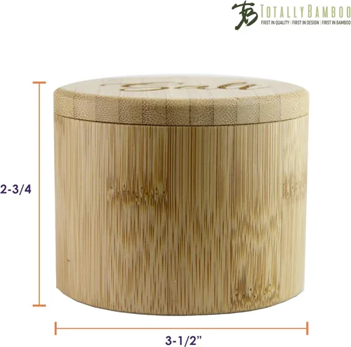 Miniatura 6 de Totally Bamboo Salero de bambú con caja de almacenamiento de bambú y tapa giratoria magnética, capacidad de 6 onzas, grabado de sal en la tapa