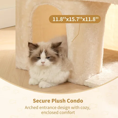 Miniatura 4 de Heybly Árbol para gatos, torre para gatos de 14 pulgadas con cama de percha grande y condominio para gatos de interior para adultos grandes, casa
