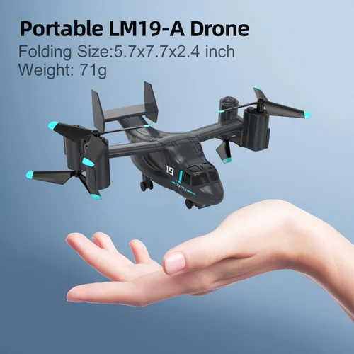 Miniatura 7 de Dron LM19-A con cámara HD para principiantes, avión de control remoto de video en vivo WiFi, avión RC fácil y listo para volar, juguete de regalo RC