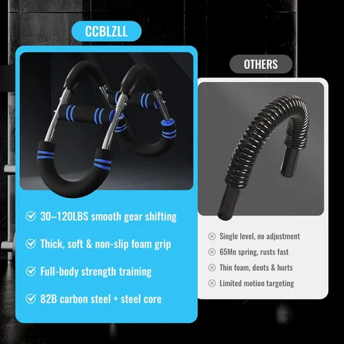 Miniatura 3 de Twister Arm Trainer – Equipo de entrenamiento de pecho de resistencia ajustable de 30 a 120 libras con 4 resortes, cuerda de saltar y muñequeras