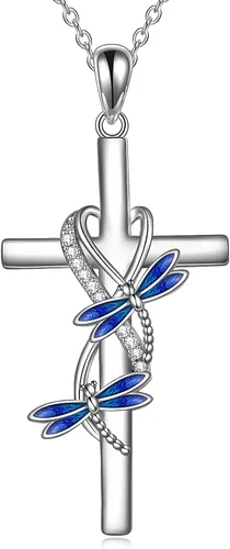 POPLYKE Regalos para el Día de la Madre para mamá, collar de cruz de joyería regalos para madre, hija, abuela, plata de ley 925, collar con colgante