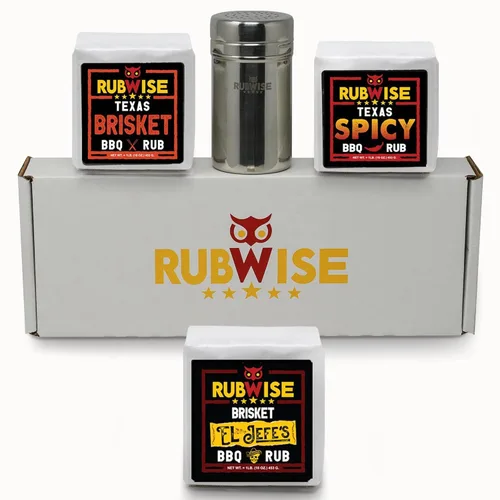 Set de condimento RubWise BBQ para pecho de barbacoa (3 bolsas de 1 lb) - Paquete de variedad de especias y condimentos para barbacoa | Especias
