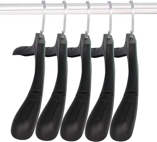 Miniatura 17 de DEDU Perchas de traje para hombres, paquete de 40 perchas extra anchas antideslizantes de ancho 17.7 pulgadas, perchas de plástico grueso negro